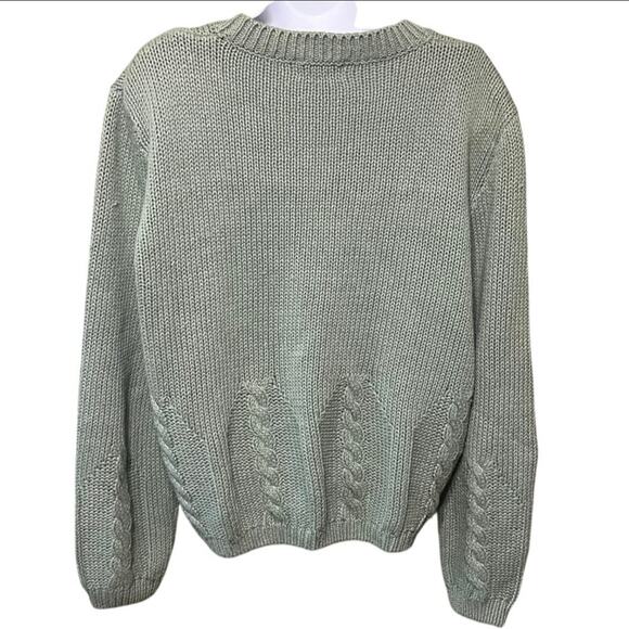 Vtg Ramie Cotton Blend Heavy Cable Knit Cardigan Sz M Preppy Classic Cottage 90s - Picture 3 of 6